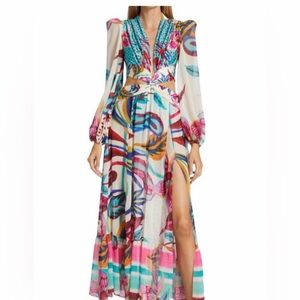 PatBO Tropical Print Cutout Maxi Dress – Size Small – New With Tags